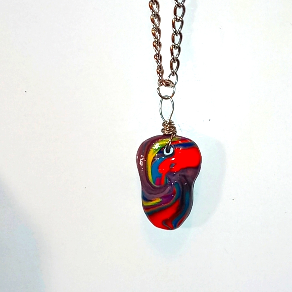 Polymer clay pendant-Retro Multicolor Necklace
